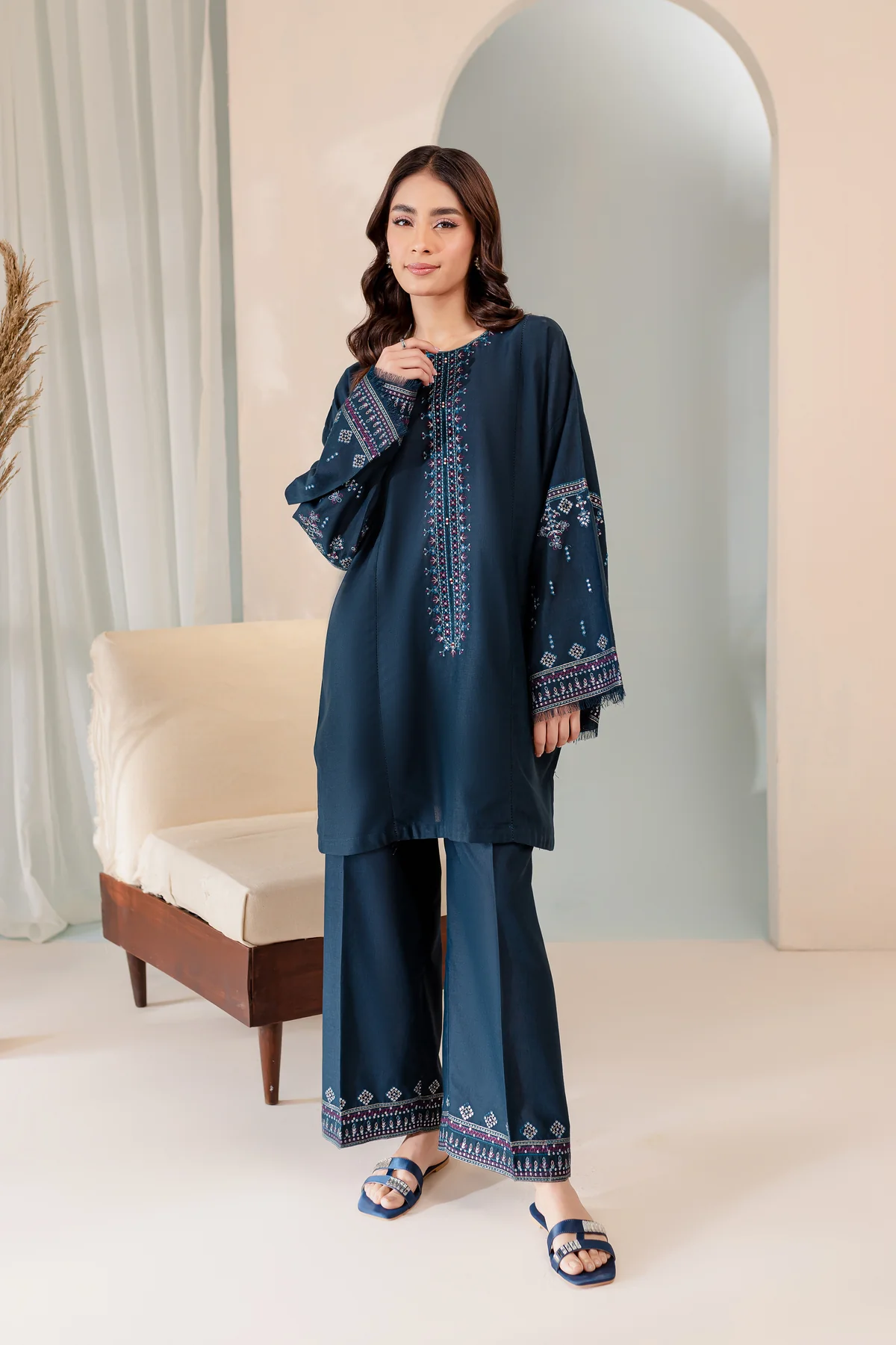 Sooya 2 pc Embroidered  Dress 60% Off