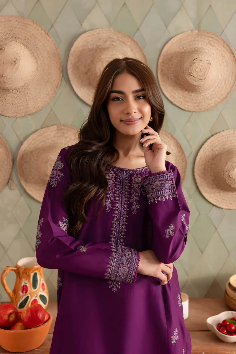 Purple Raina 2Pc - Embroidered Khaddar Dress