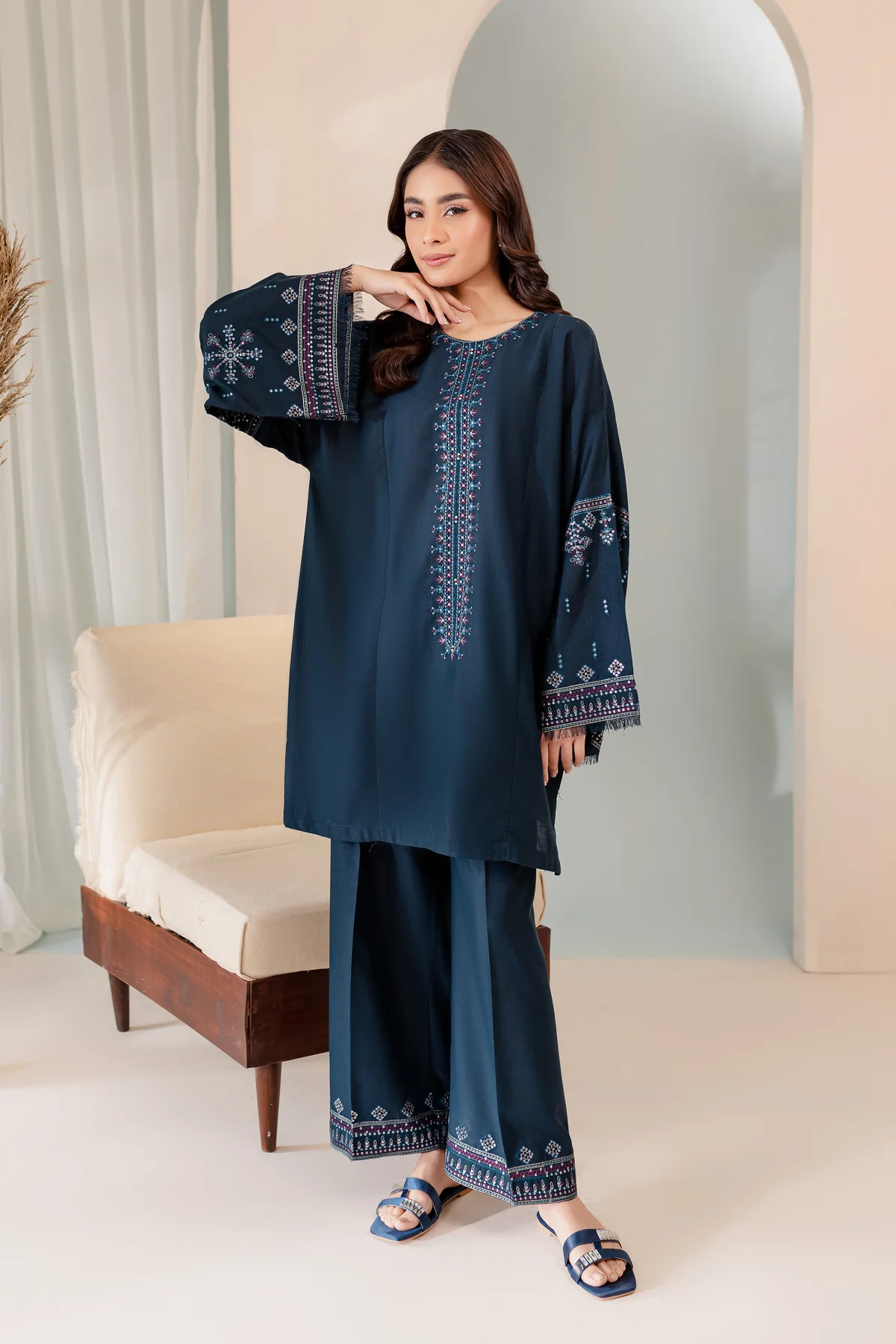 Sooya 2 pc Embroidered  Dress 60% Off