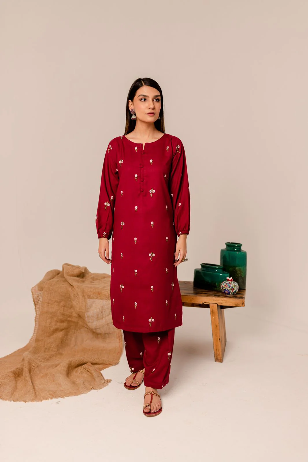 Remi 2Pc Embroidered Khaddar Dress