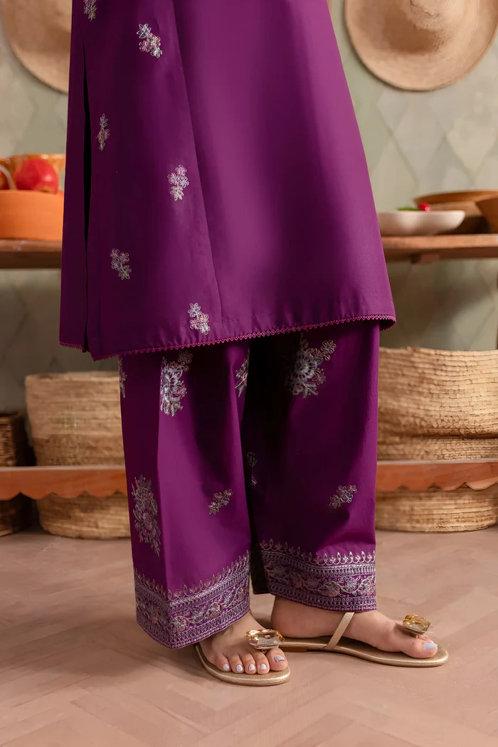 Purple Raina 2Pc - Embroidered Khaddar Dress